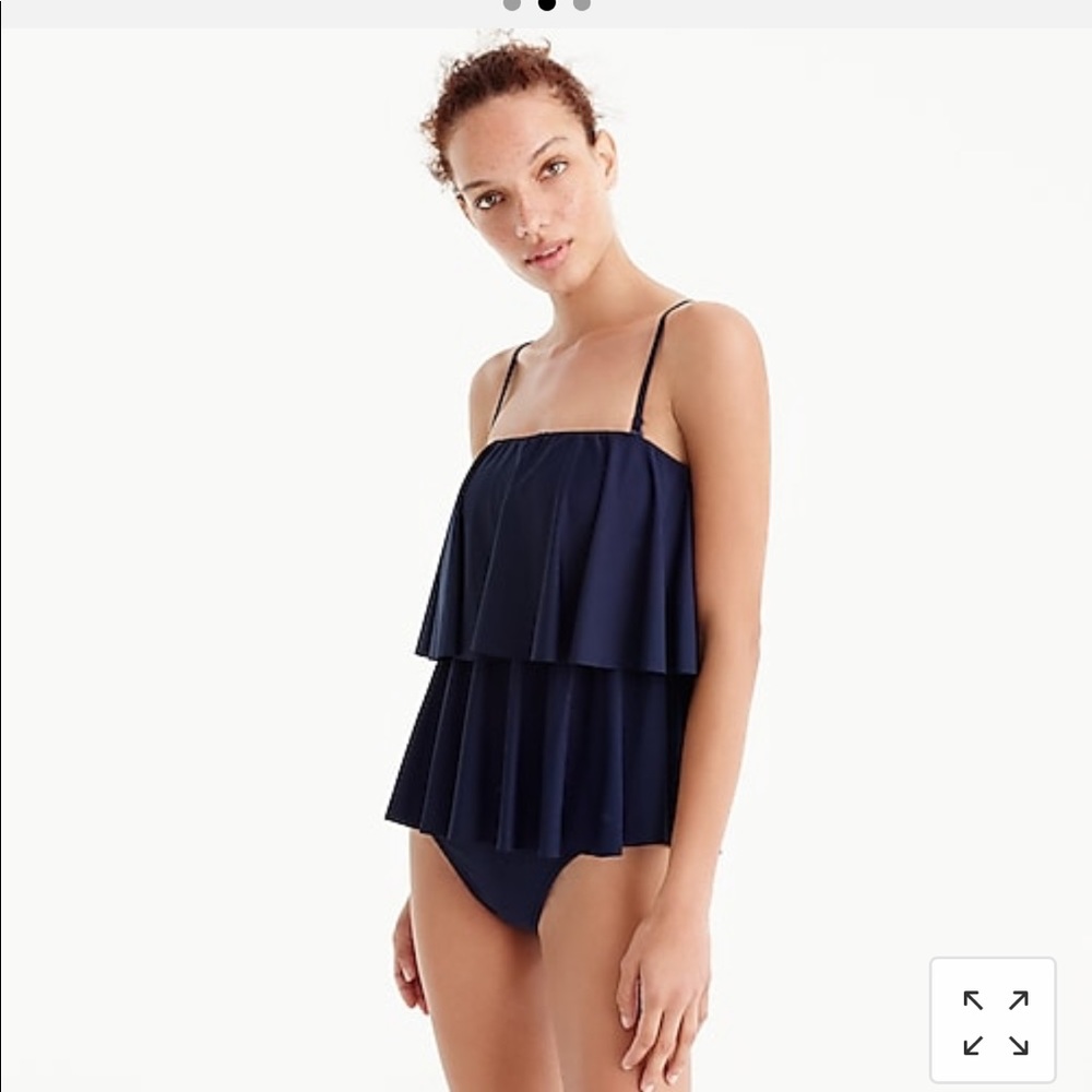 J Crew Black Layered Ruffle One piece swim Sz 0